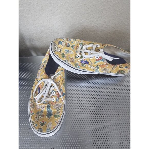Vans Liberty of London Alice In Wonderland Women’s 7 Men's 5.5 Yellow Disney - Picture 1 of 7
